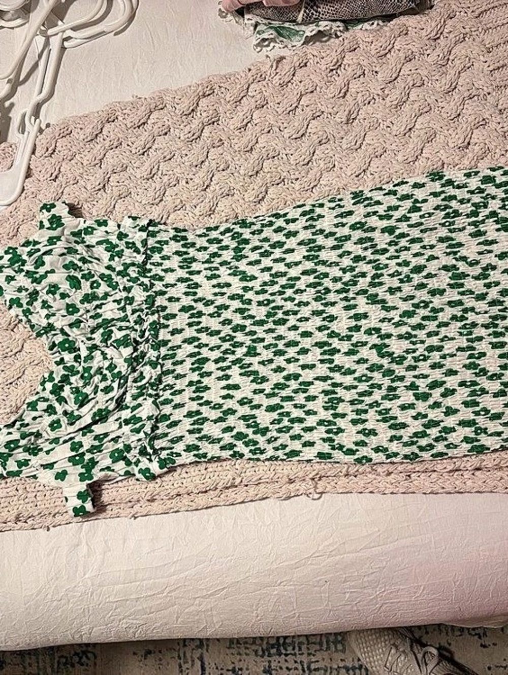 Cotton Candy LA Green & White Mini Dress Size Small